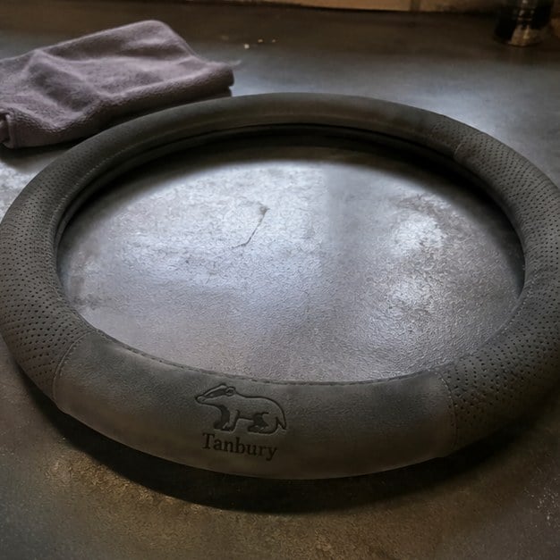 Steering wheel covers with logo — customer photo